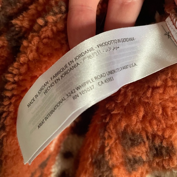 Ariat REAL Berber Women’s Sz L Orange Aztec Geometric Sherpa Southwestern - Picture 7 of 7